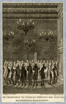 39550 Afbeelding van de raadzaal (in het huis Hasenberg) in het stadhuis van Utrecht waar de leden van de vroedschap de ...